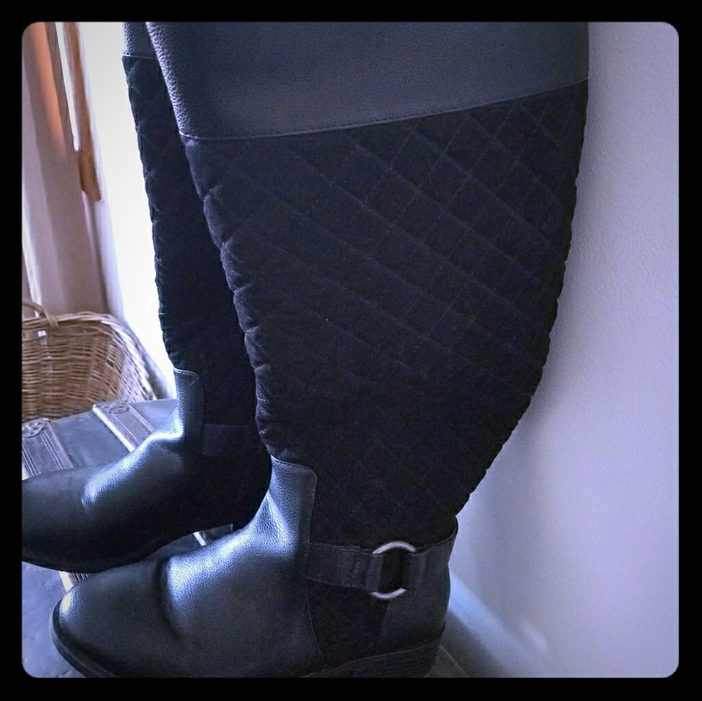QUILTED WIDE CALF BOOTS